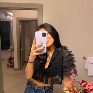 Free People Lace Ruffle Top